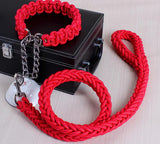 Extra Thick Rope Large Dog Leash & Collar