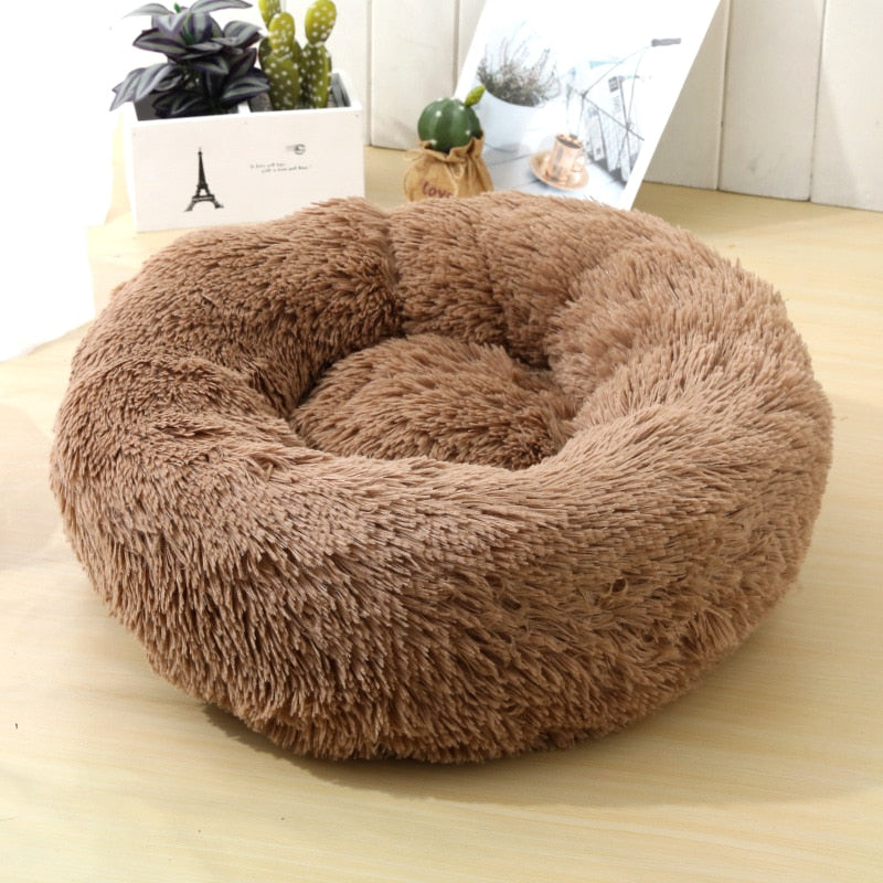 Soft & Warm Long Plush Donut Bed