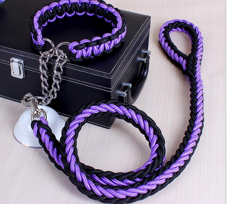 Extra Thick Rope Large Dog Leash & Collar