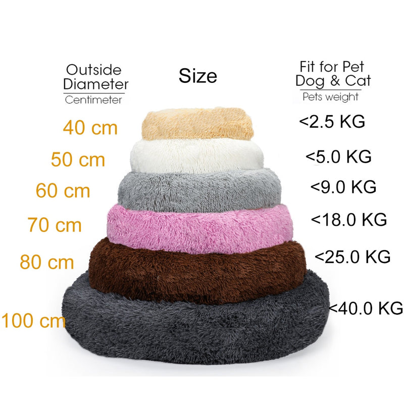 Soft & Warm Long Plush Donut Bed