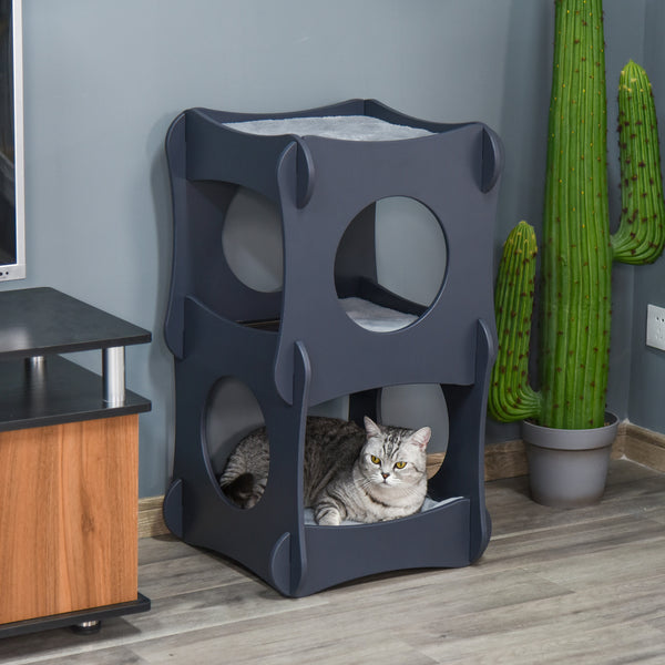 PawHut Wooden Cat House - Furniture Style