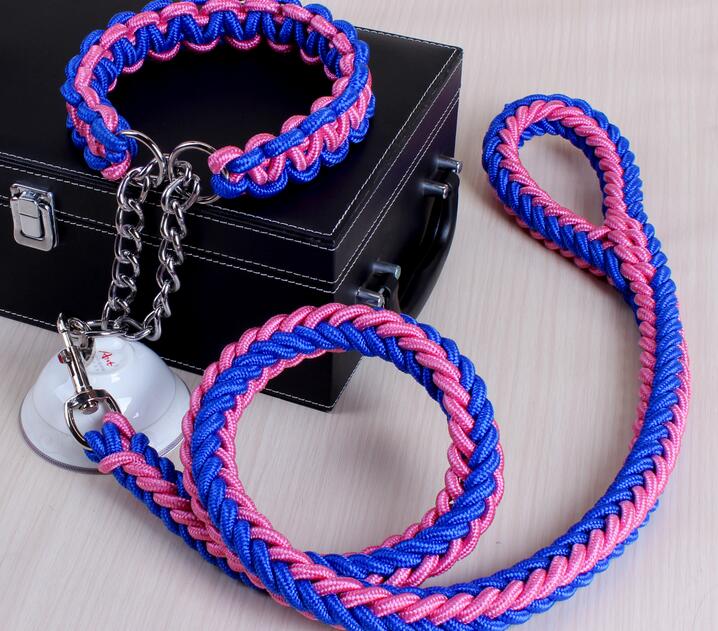 Extra Thick Rope Large Dog Leash & Collar