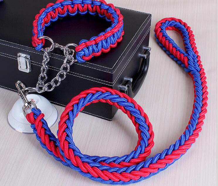 Extra Thick Rope Large Dog Leash & Collar