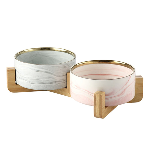 Marbling Ceramic Double Bowl