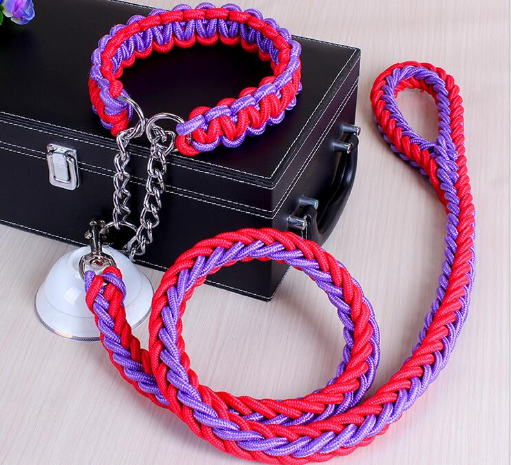 Extra Thick Rope Large Dog Leash & Collar