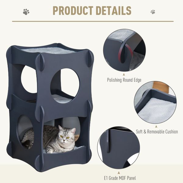 PawHut Wooden Cat House - Furniture Style