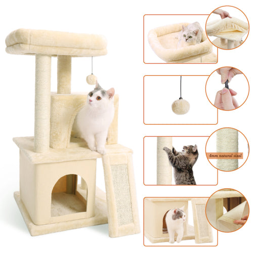 Cat Tree Playhouse With Dangling Toy