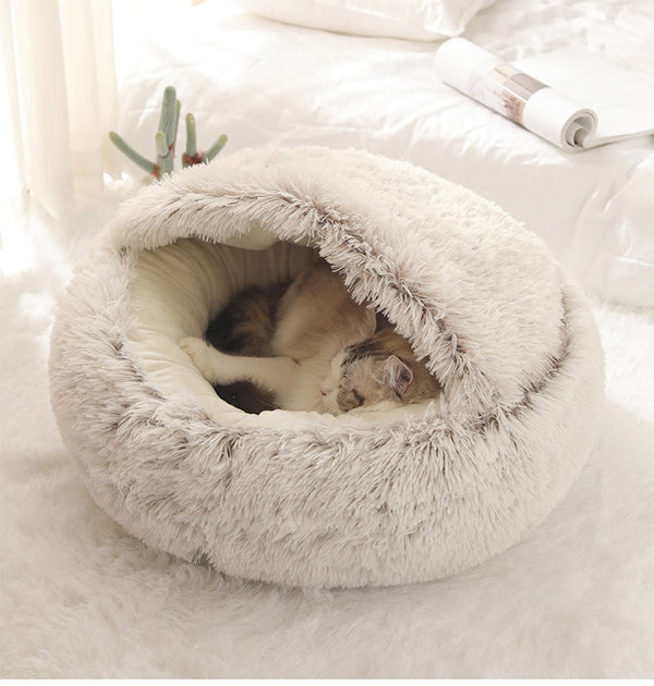 Semi-enclosed Round Plush Bed