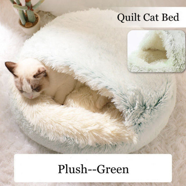 Semi-enclosed Round Plush Bed