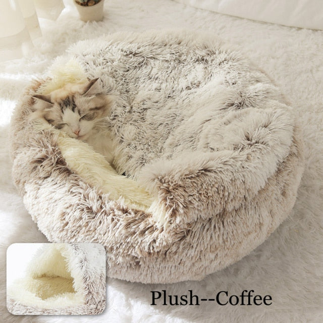 Semi-enclosed Round Plush Bed