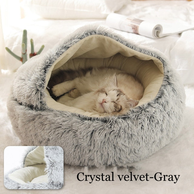 Semi-enclosed Round Plush Bed